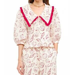 NEW SOFIE THE LABEL matilda seashell blouse in white